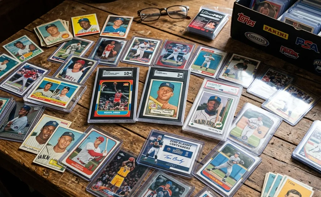 A selection of graded sports cards showing different sports and grading labels